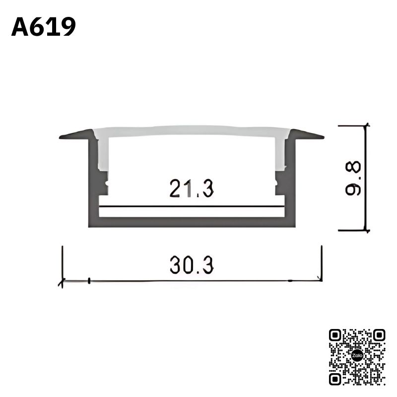 Thanh Nhôm Định Hình Lắp Âm 2M | A619